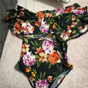 Vibrant Floral Off-Shoulder Bodysuit